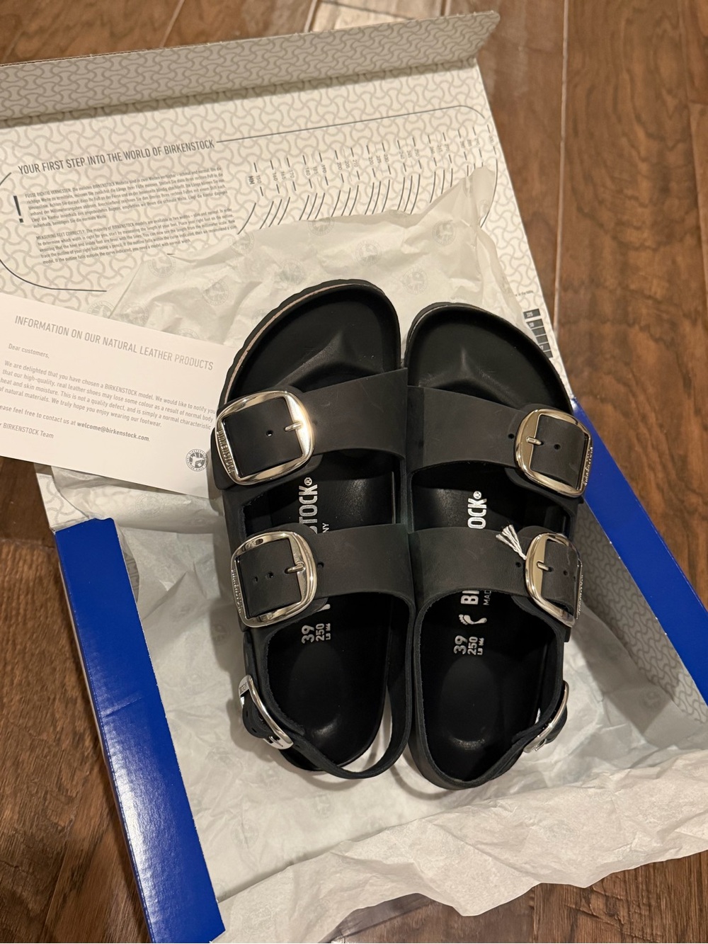 Birkenstock Black Kids Double-Strap Sandals with Silver Buckles